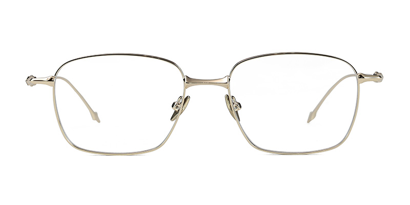 Маленькие квадратные прозрачные линзы в металлической оправе с синей подсветкой