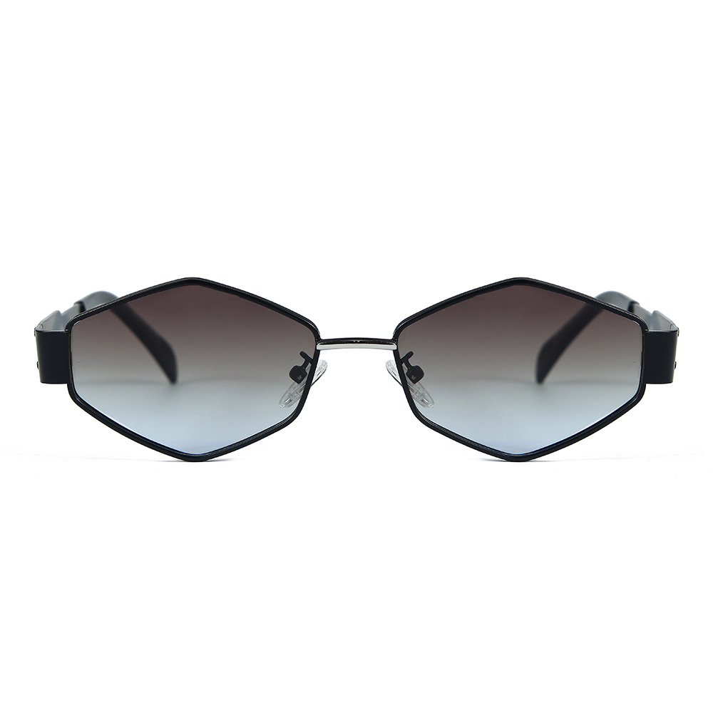 Поляризованные солнцезащитные очки в металлической многоугольной оправе