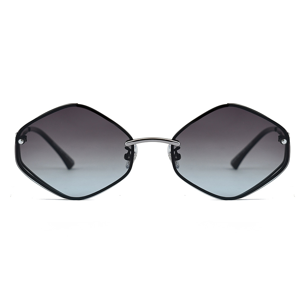 Модные поляризованные солнцезащитные очки в металлической многоугольной оправе