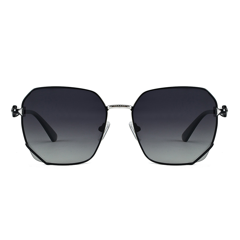 Модные металлические поляризованные солнцезащитные очки с квадратной оправой и полыми дужками