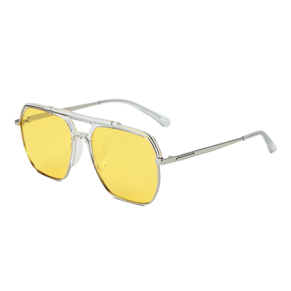 TR90 Поляризованные солнцезащитные очки-пилоты в металлической большой оправе
