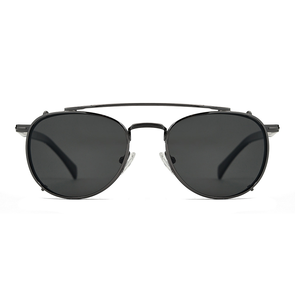 Metal Oval Style Polarized Clip On Sunglasses