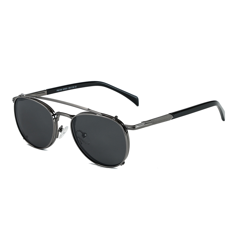 Metal Oval Style Polarized Clip On Sunglasses